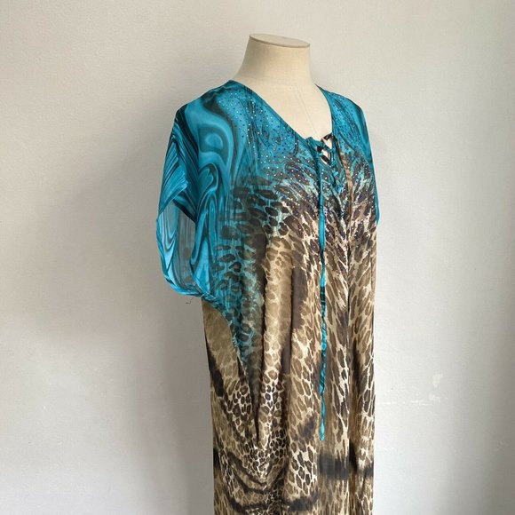 BOHO AUSTRALIA Blue Animal Print Beach Coverup - Picture 7 of 11